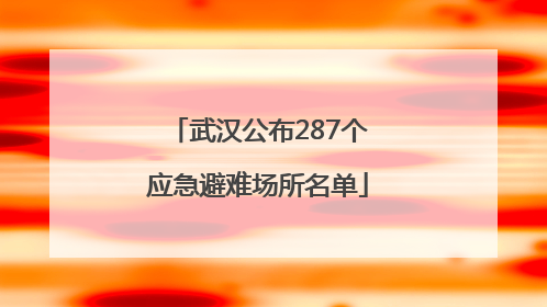 武汉公布287个应急避难场所名单